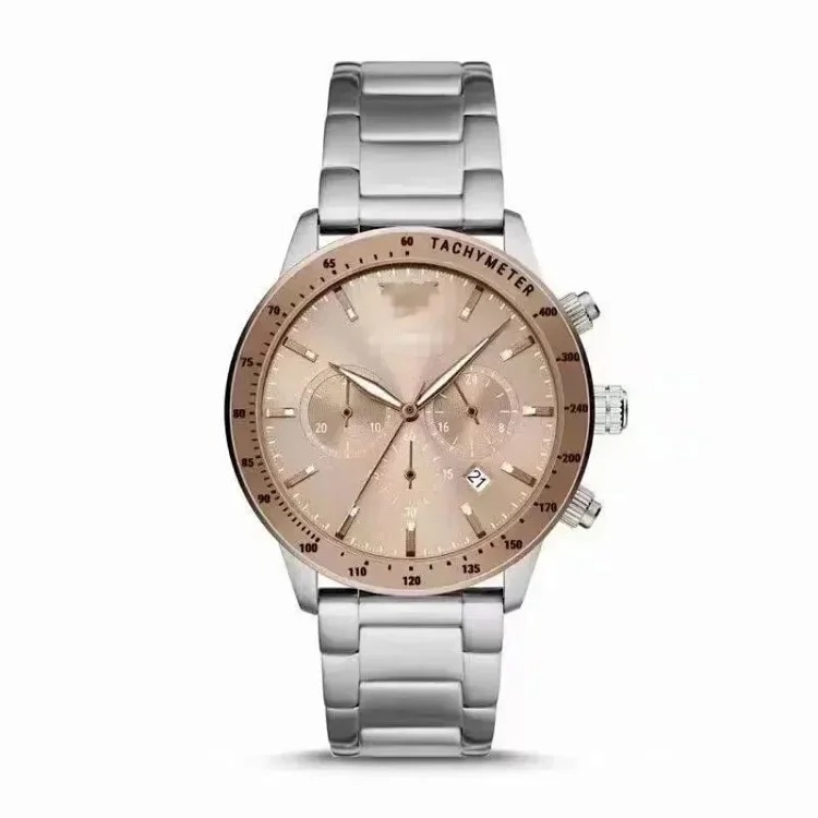 Foreign trade hot product AR refined steel band watch men's black plate fashionable sports personality steel band quartz men's watch AR11241-1346