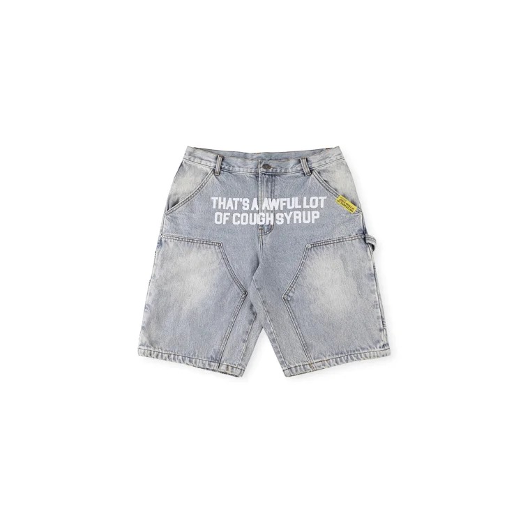 Rhinestone-studded letter print casual washed denim shorts