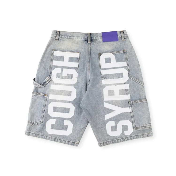 Rhinestone-studded letter print casual washed denim shorts