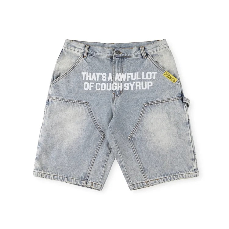 Rhinestone-studded letter print casual washed denim shorts