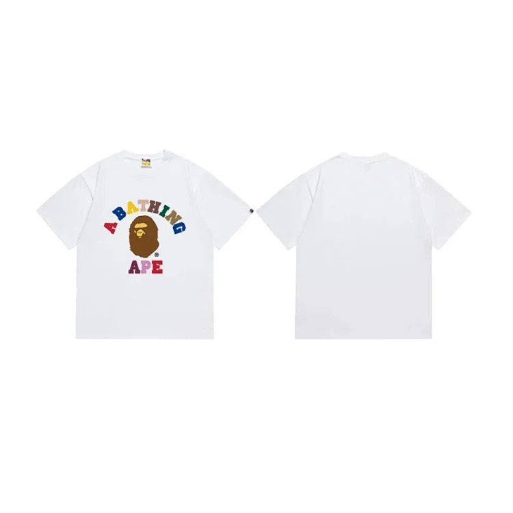 Cross-border trendy brand wholesale supply one piece dropshipping heavyweight BAPE ape-man head round neck pullover short-sleeved T-shirt for men and women image 4