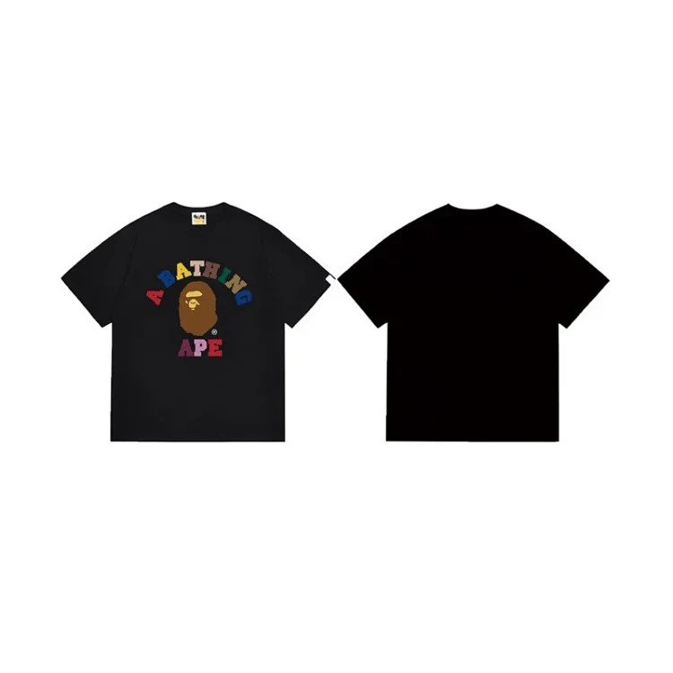 Cross-border trendy brand wholesale supply one piece dropshipping heavyweight BAPE ape-man head round neck pullover short-sleeved T-shirt for men and women image 5