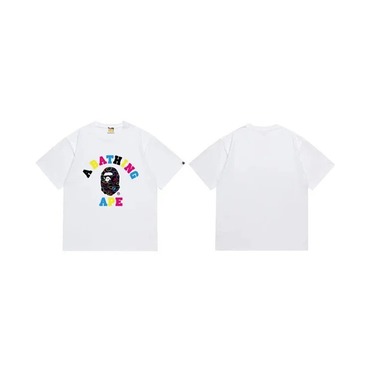 Cross-border trendy brand wholesale supply one piece dropshipping heavyweight BAPE ape-man head round neck pullover short-sleeved T-shirt for men and women image 6