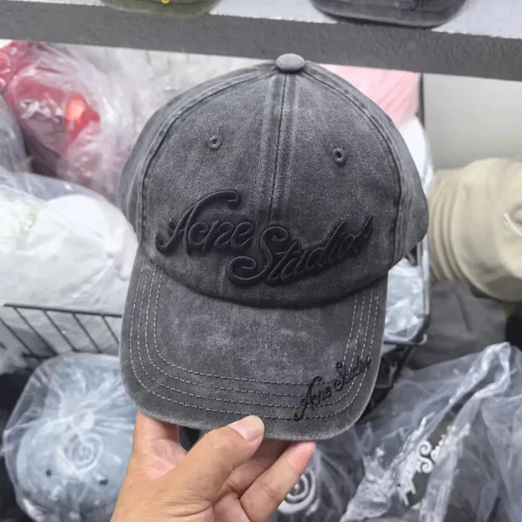 AC old faded washed heavy hat letter embroidered peaked cap curved brim vibe street baseball cap for men and women