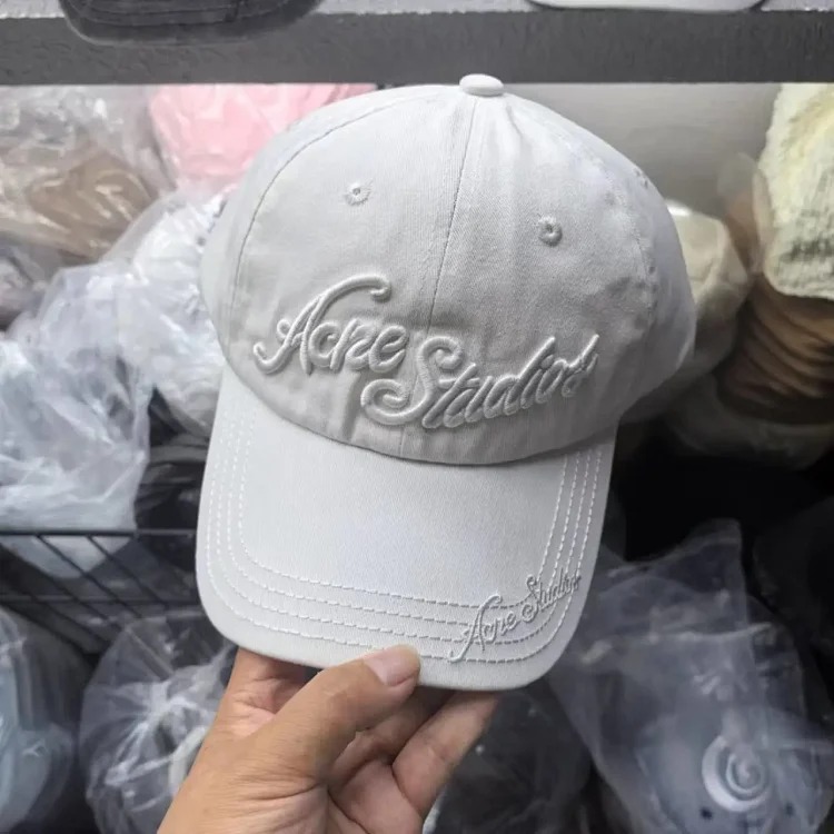 AC old faded washed heavy hat letter embroidered peaked cap curved brim vibe street baseball cap for men and women