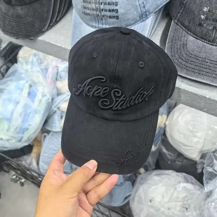 AC old faded washed heavy hat letter embroidered peaked cap curved brim vibe street baseball cap for men and women