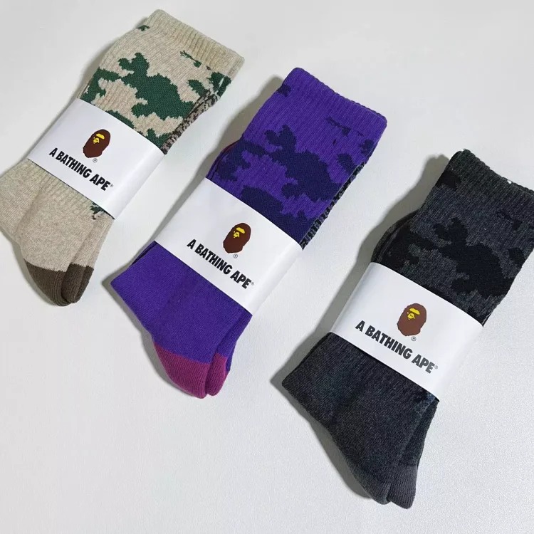 BAPE 2023 ape camouflage 3 color socks