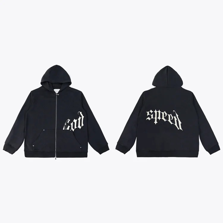 45NA-7 High street hip-hop casual cardigan for men and women hooded letter printed sweatshirt and sweatpants suit image 2