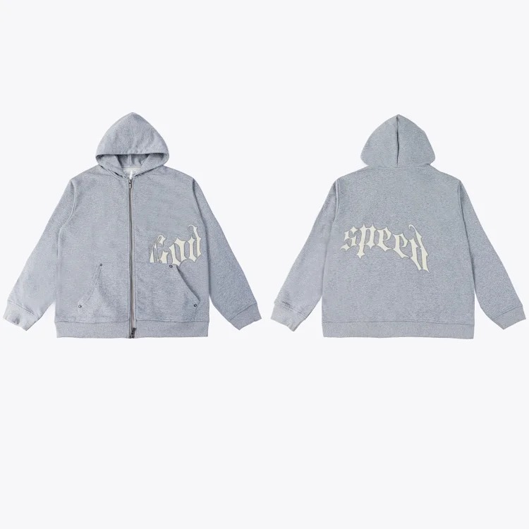 45NA-7 High street hip-hop casual cardigan for men and women hooded letter printed sweatshirt and sweatpants suit image 6