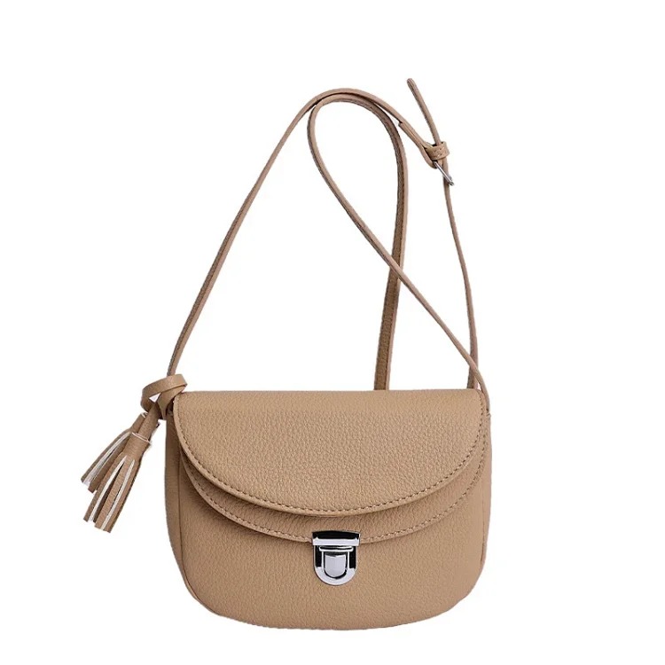 Dior Korean style niche design litchi pattern semicircle flip saddle bag 2026 new style trendy simple lock buckle shoulder crossbody bag