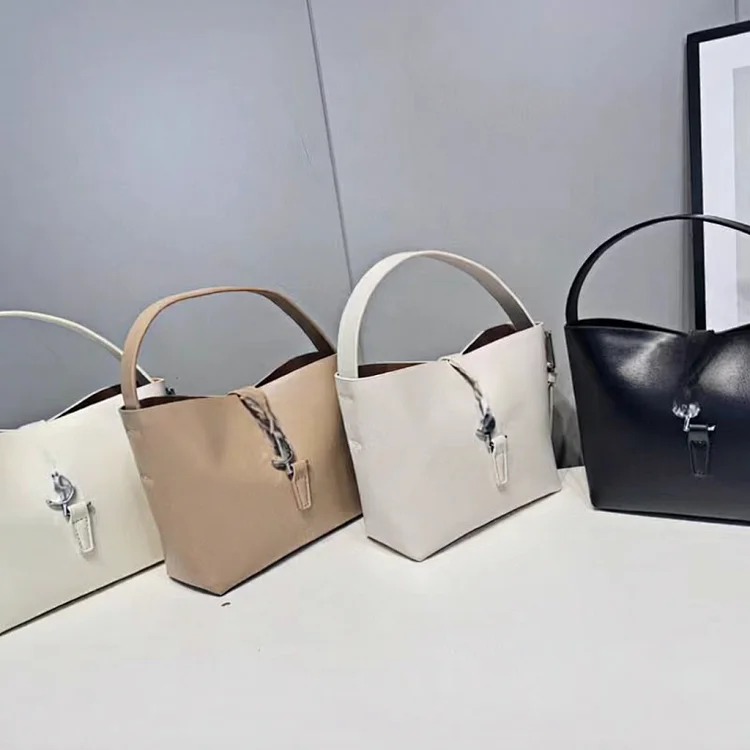 Style two-piece mother-in-law bag fashionable wide shoulder strap bucket solid color shoulder bag women's bag
