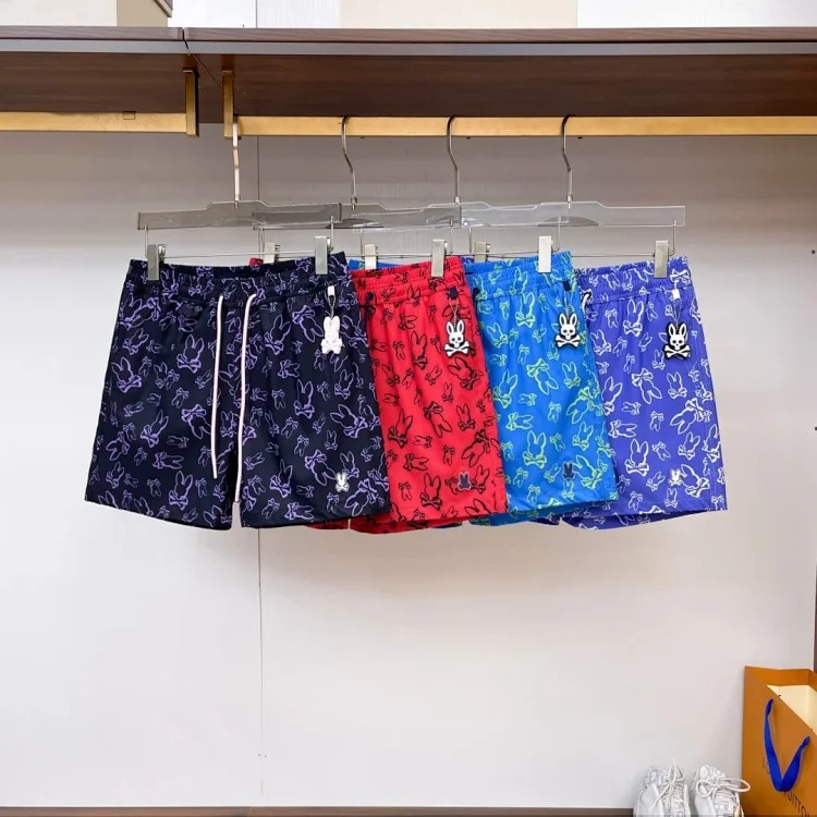 Beach pants Skeleton Rabbit Psycho Bunny flower European and American style surf shorts quick-drying men's home shorts