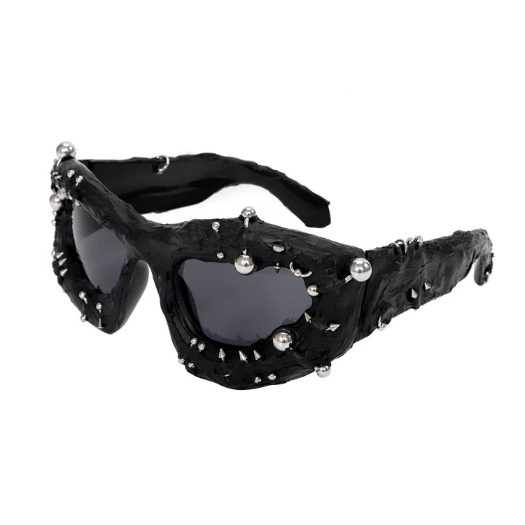 Street punk rivet metal design colorful sunglasses fashionable trendy face-showing small glasses punk glasses