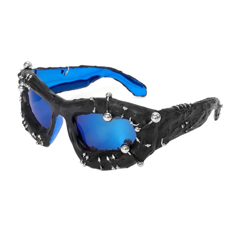 Street punk rivet metal design colorful sunglasses fashionable trendy face-showing small glasses punk glasses