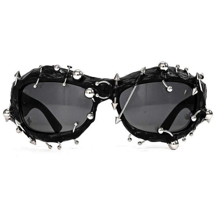 Street punk rivet metal design colorful sunglasses fashionable trendy face-showing small glasses punk glasses