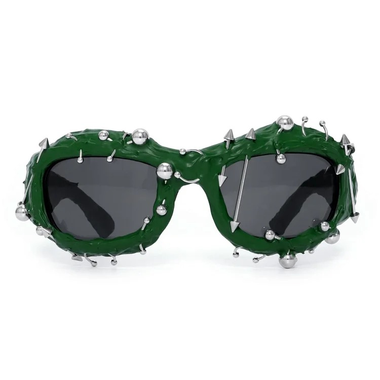 Street punk rivet metal design colorful sunglasses fashionable trendy face-showing small glasses punk glasses