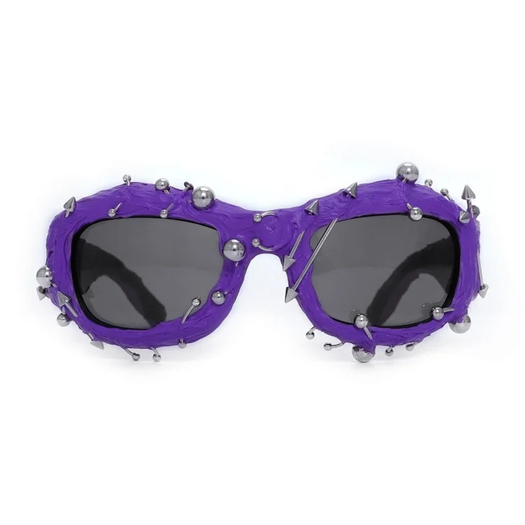 Street punk rivet metal design colorful sunglasses fashionable trendy face-showing small glasses punk glasses