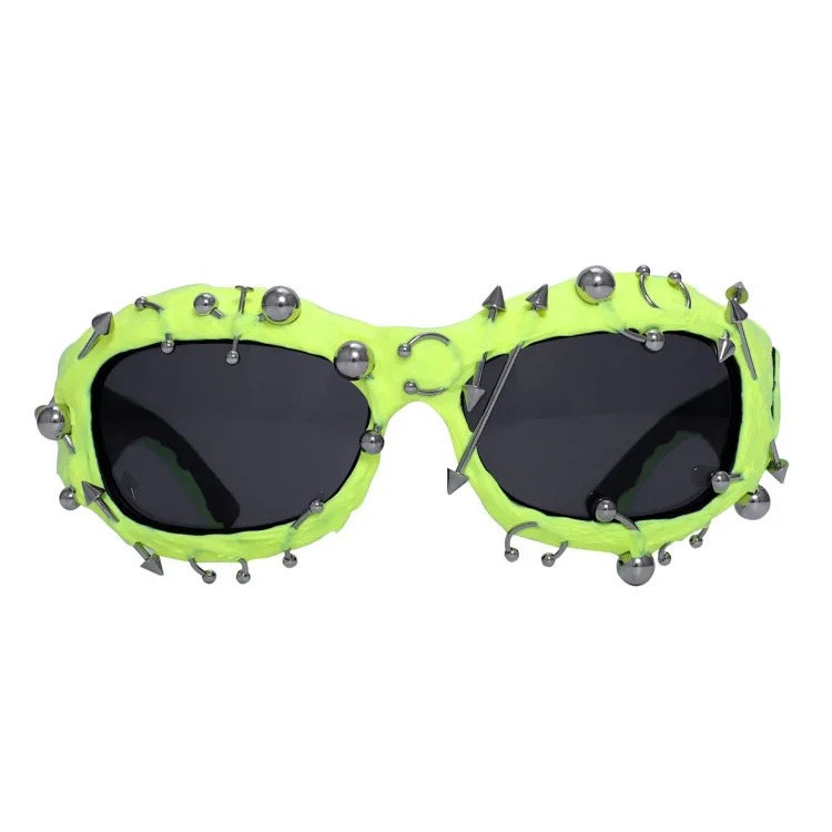 Street punk rivet metal design colorful sunglasses fashionable trendy face-showing small glasses punk glasses