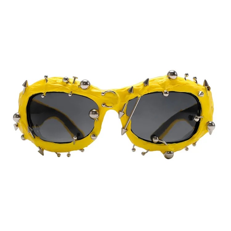 Street punk rivet metal design colorful sunglasses fashionable trendy face-showing small glasses punk glasses