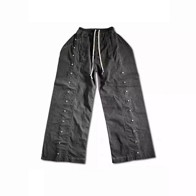 Roacbt Washed Used Dirty Dyed Profile Double-breasted Grey Straight Leg Wide-leg Tooling Denim Trousers Loose for