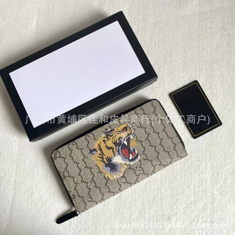 Cross-border foreign trade men's wallet long silk screen animal wallet European and American style zipper casual clutch factory wholesale