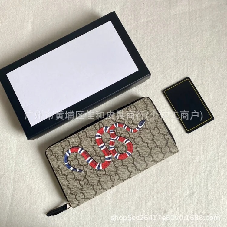 Cross-border foreign trade men's wallet long silk screen animal wallet European and American style zipper casual clutch factory wholesale