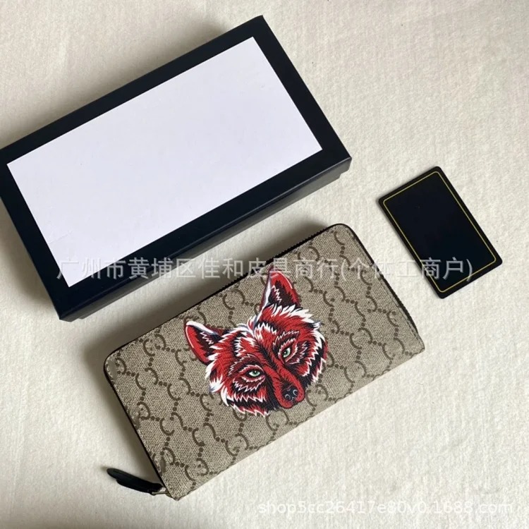 Cross-border foreign trade men's wallet long silk screen animal wallet European and American style zipper casual clutch factory wholesale