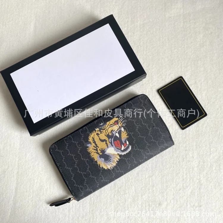Cross-border foreign trade men's wallet long silk screen animal wallet European and American style zipper casual clutch factory wholesale