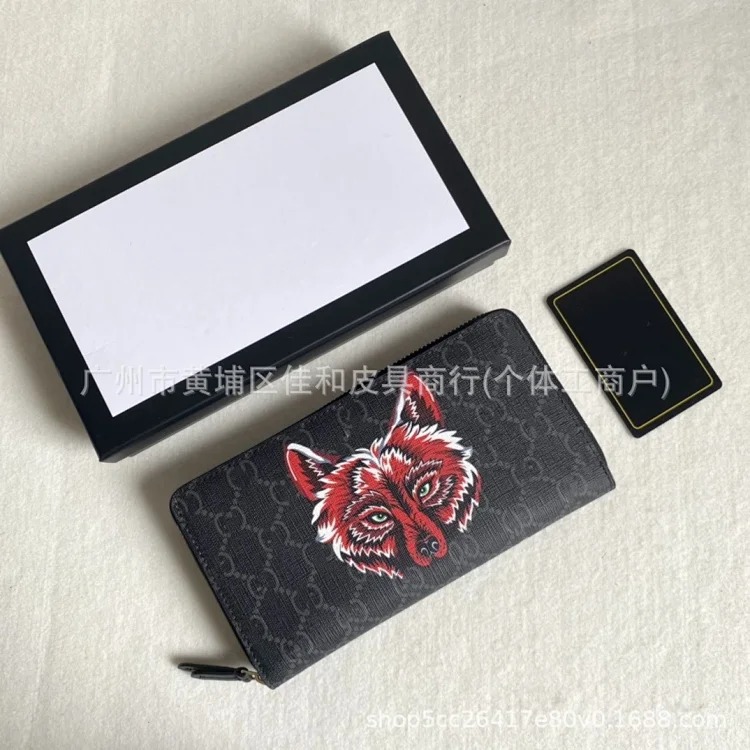 Cross-border foreign trade men's wallet long silk screen animal wallet European and American style zipper casual clutch factory wholesale