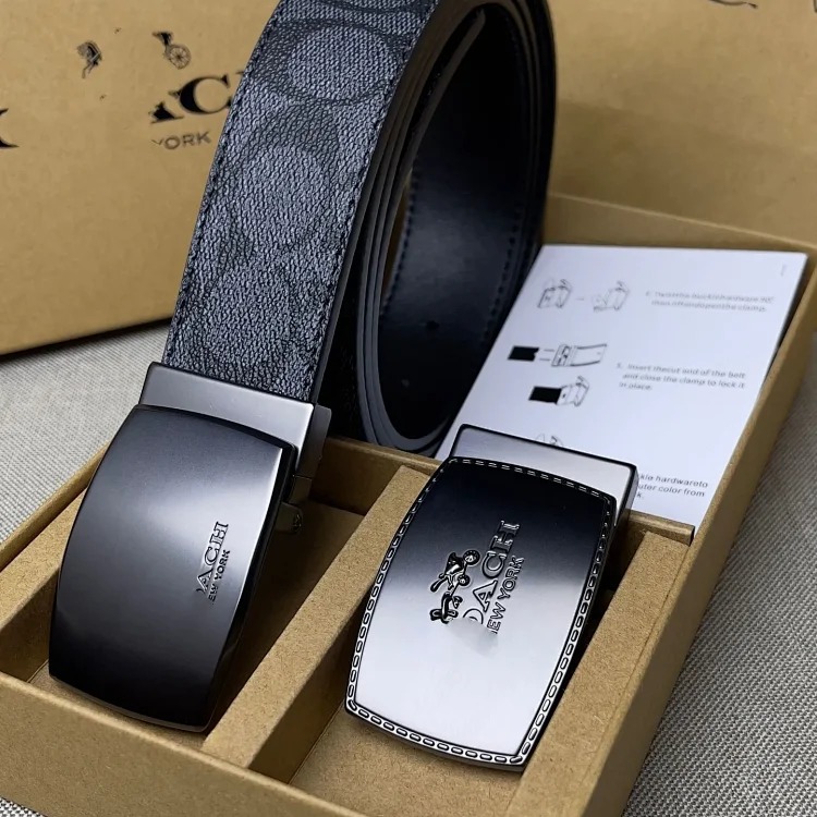 New pin buckle men's Jiangjia C buckle cowhide belt business double buckle gift box Korean style fashion for men image 4