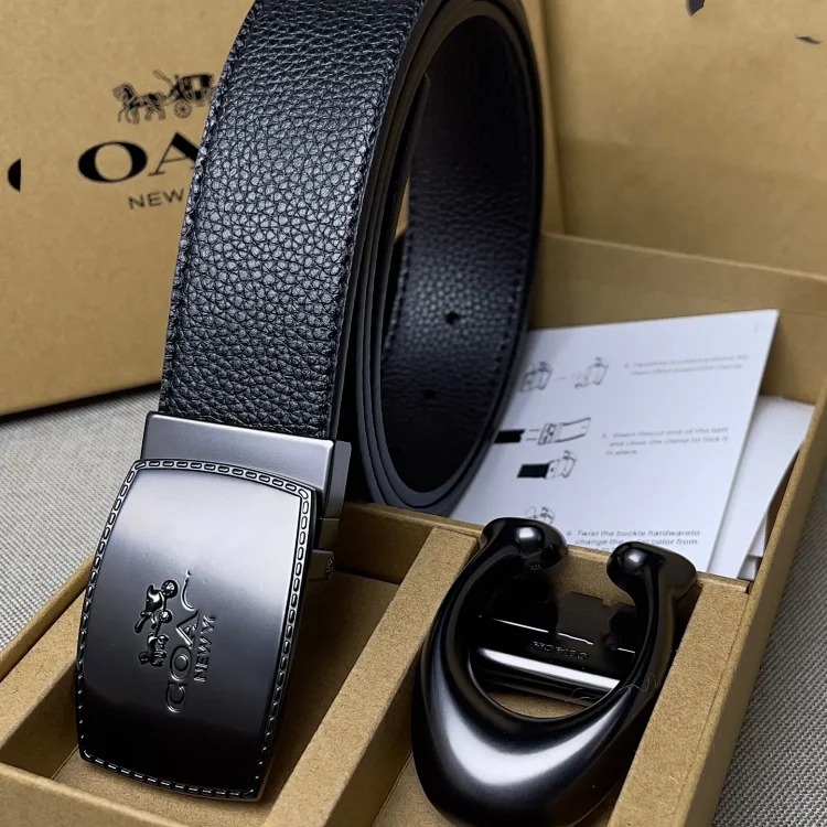 New pin buckle men's Jiangjia C buckle cowhide belt business double buckle gift box Korean style fashion for men image 6
