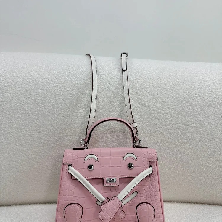 Hermes 2026 new crocodile pattern swift cowhide Millennium Doll Kelly bag mini cute one-shoulder cross-body bag image 4