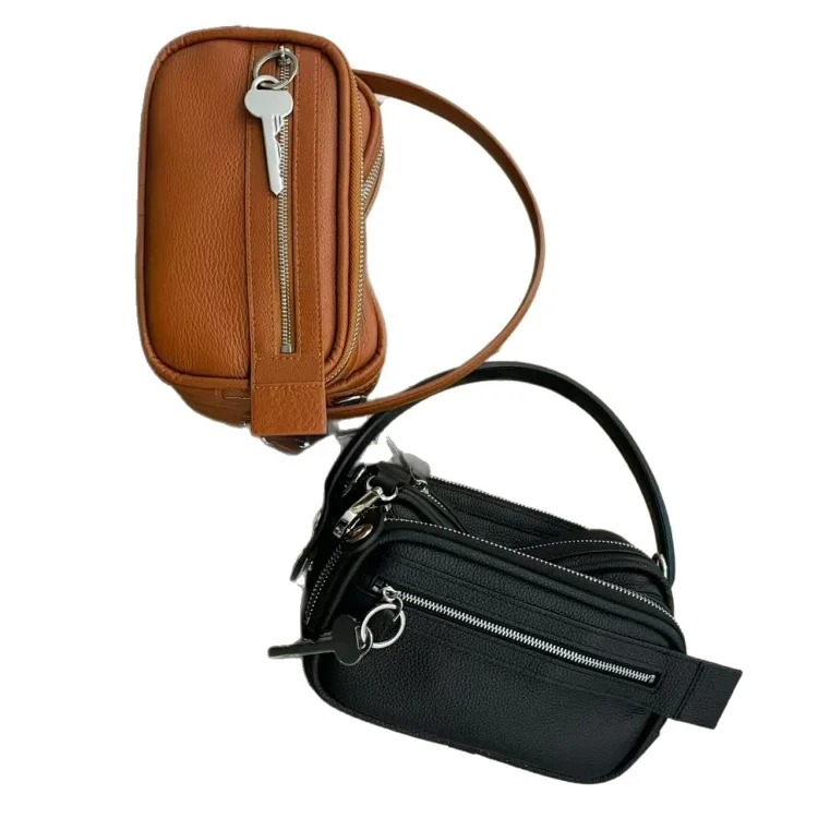 Cross-border hot style small zipper motorcycle bag men and women same style handbag retro fashion casual shoulder crossbody bag