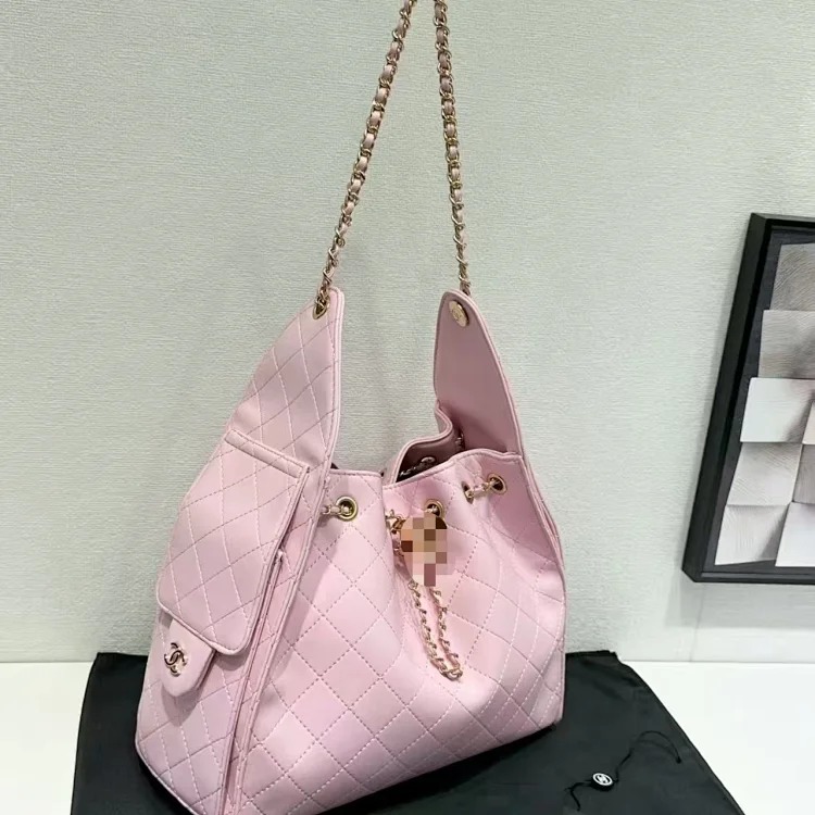 Suede coffee color label autumn and diamond hobo bag women's drawstring chain shoulder lightweight upper body underarm bag