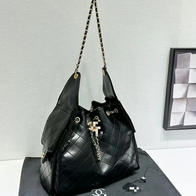 Suede coffee color label autumn and diamond hobo bag women's drawstring chain shoulder lightweight upper body underarm bag