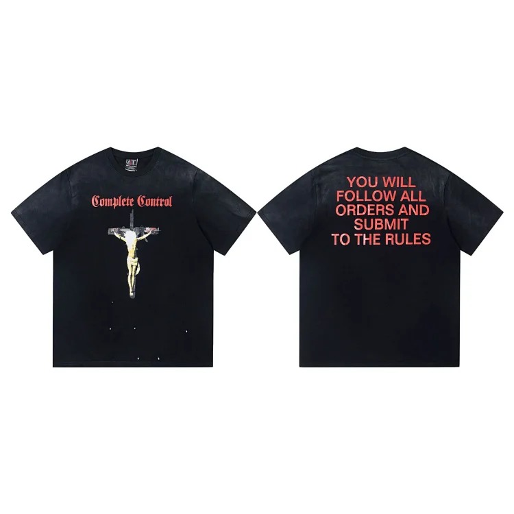 MICHAEL ICON washed distressed short-sleeved fashionable retro printed couple T-shirt for men and women