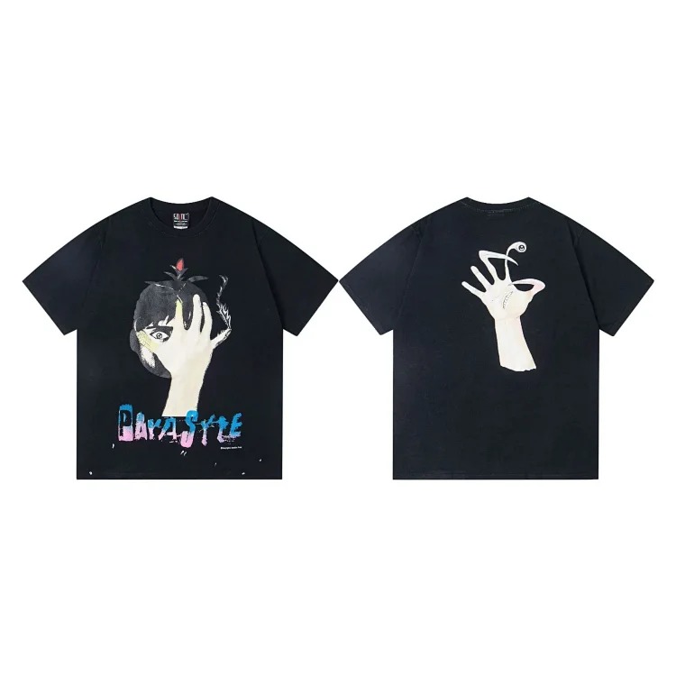 MICHAEL ICON washed distressed short-sleeved fashionable retro printed couple T-shirt for men and women