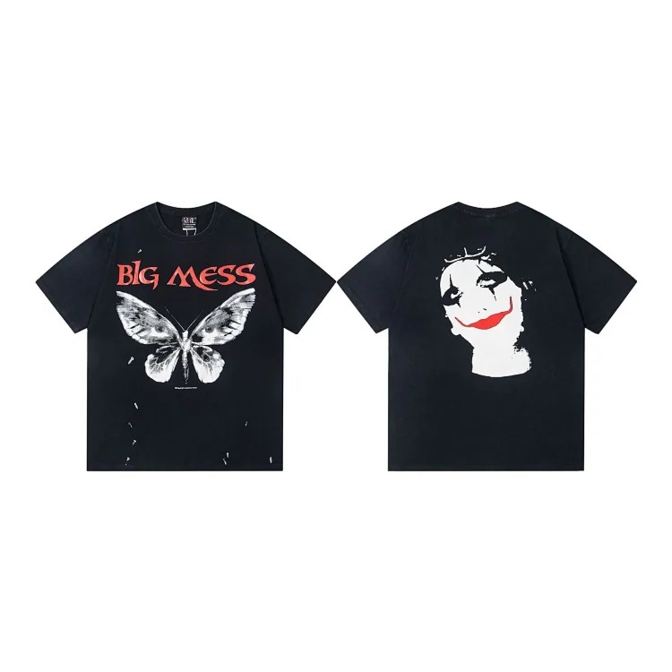 MICHAEL ICON washed distressed short-sleeved fashionable retro printed couple T-shirt for men and women