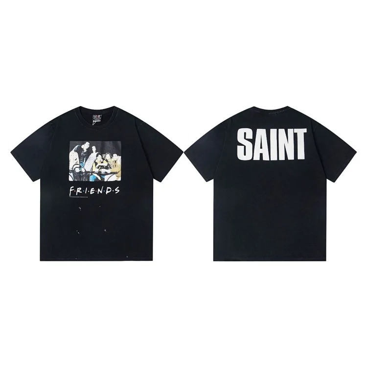 MICHAEL ICON washed distressed short-sleeved fashionable retro printed couple T-shirt for men and women