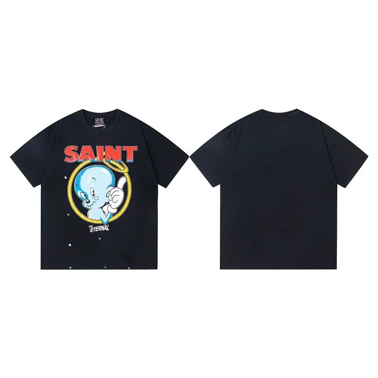 MICHAEL ICON washed distressed short-sleeved fashionable retro printed couple T-shirt for men and women