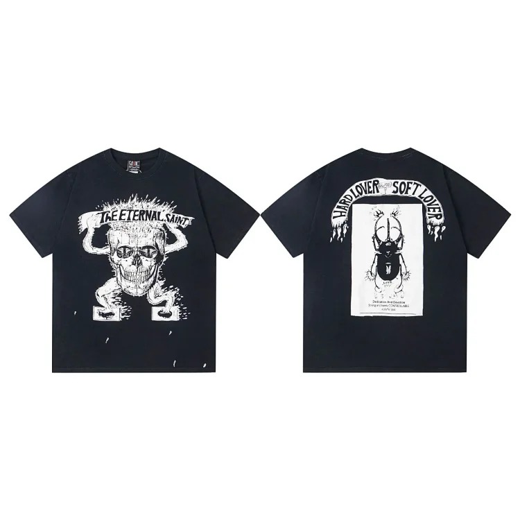 MICHAEL ICON washed distressed short-sleeved fashionable retro printed couple T-shirt for men and women