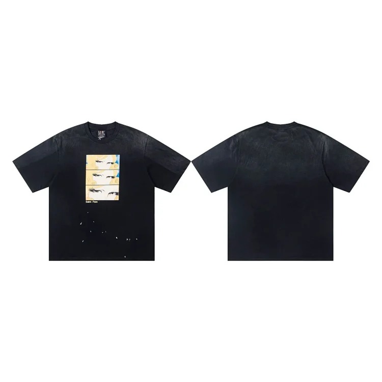 MICHAEL ICON washed distressed short-sleeved fashionable retro printed couple T-shirt for men and women