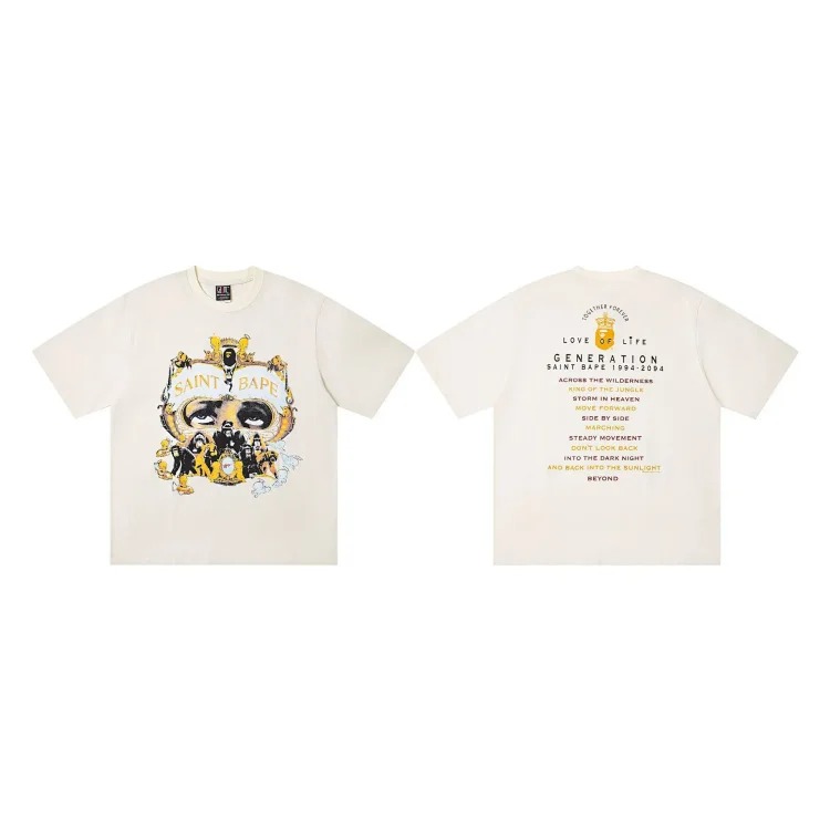 MICHAEL ICON washed distressed short-sleeved fashionable retro printed couple T-shirt for men and women