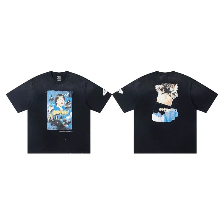 MICHAEL ICON washed distressed short-sleeved fashionable retro printed couple T-shirt for men and women