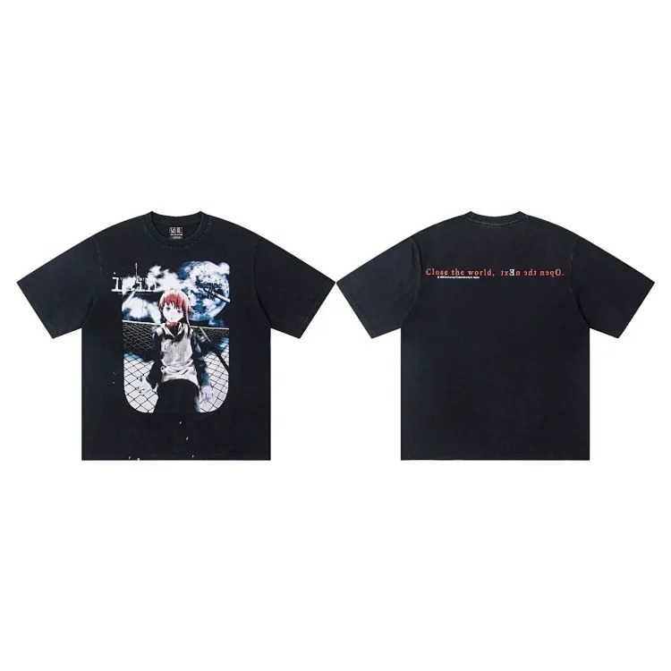 MICHAEL ICON washed distressed short-sleeved fashionable retro printed couple T-shirt for men and women