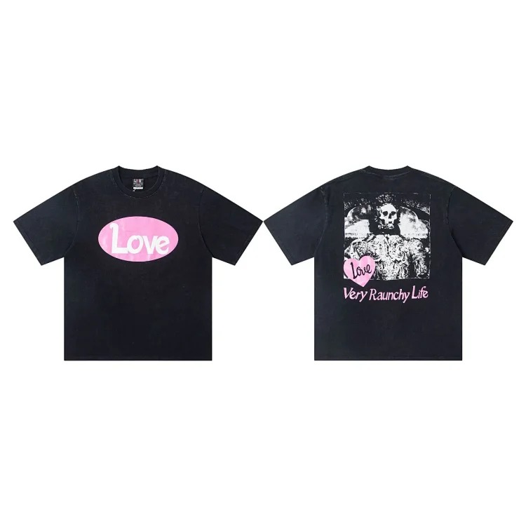 MICHAEL ICON washed distressed short-sleeved fashionable retro printed couple T-shirt for men and women