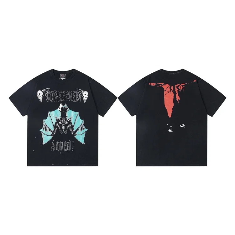 MICHAEL ICON washed distressed short-sleeved fashionable retro printed couple T-shirt for men and women