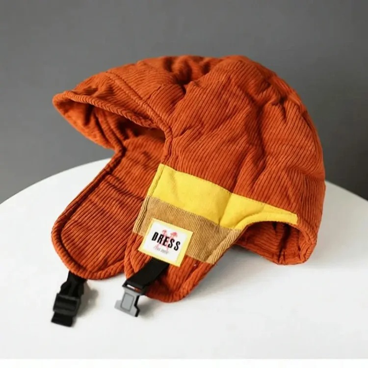 Young men and women contrasting color splicing Lei Feng hat men's winter cold protection plus velvet warm hat outdoor cycling ear protection Northeast