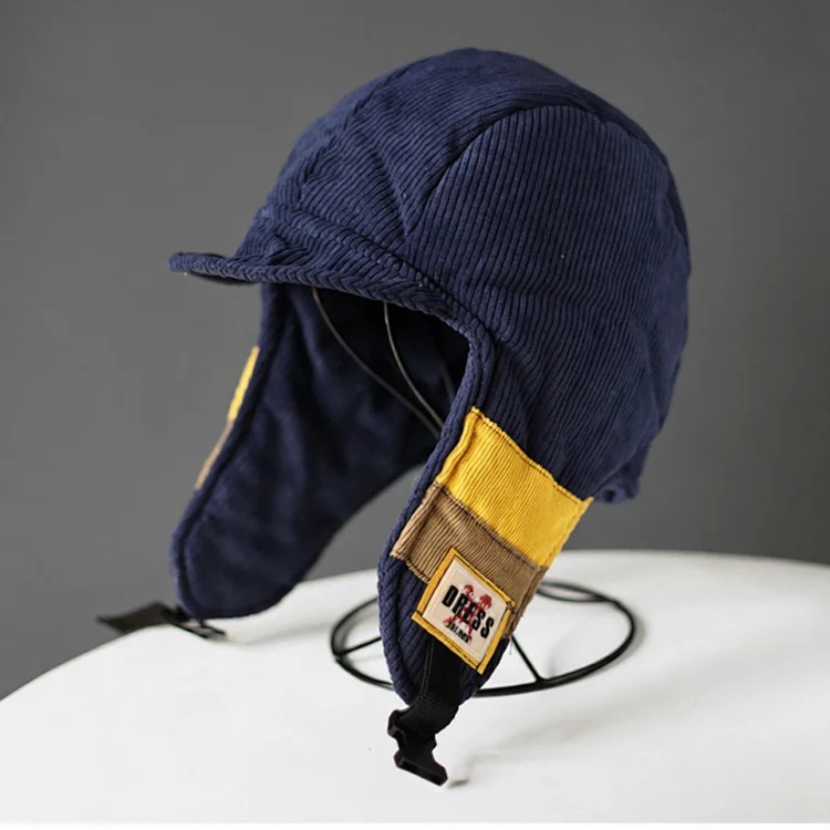 Young men and women contrasting color splicing Lei Feng hat men's winter cold protection plus velvet warm hat outdoor cycling ear protection Northeast