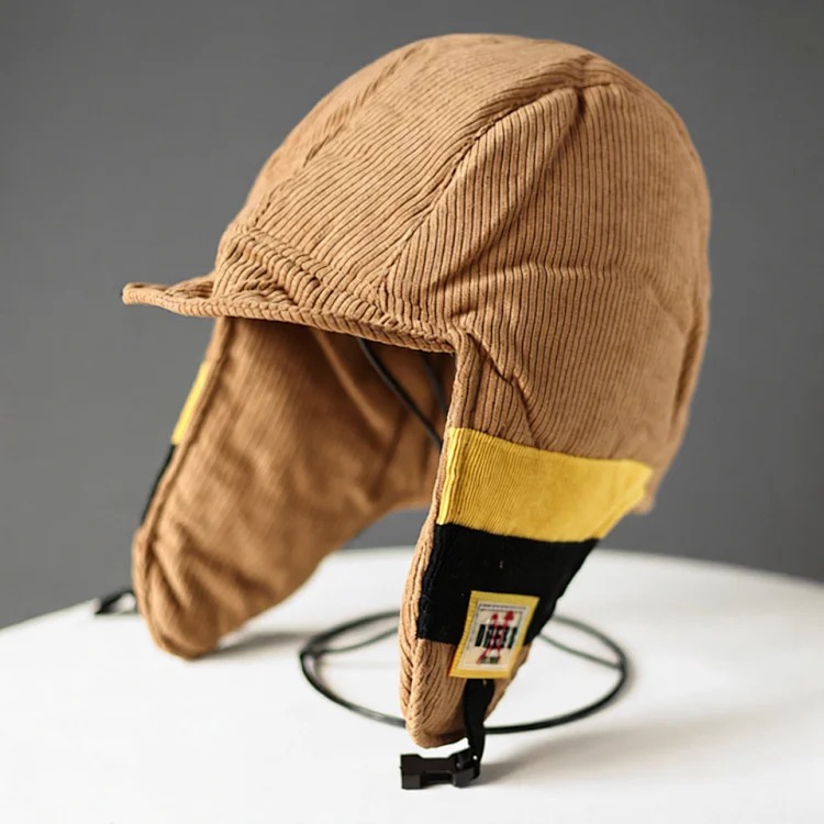 Young men and women contrasting color splicing Lei Feng hat men's winter cold protection plus velvet warm hat outdoor cycling ear protection Northeast